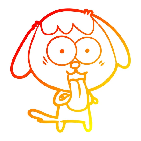 Warme kleurovergang lijntekening cute cartoon hond — Stockvector
