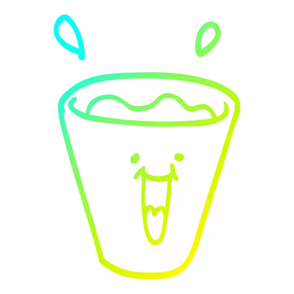 Kalte Gradientenlinie Zeichnung Cartoon Happy Drinks — Stockvektor
