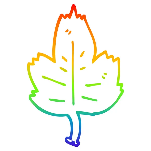 Regenboog gradiënt lijntekening cartoon blad — Stockvector