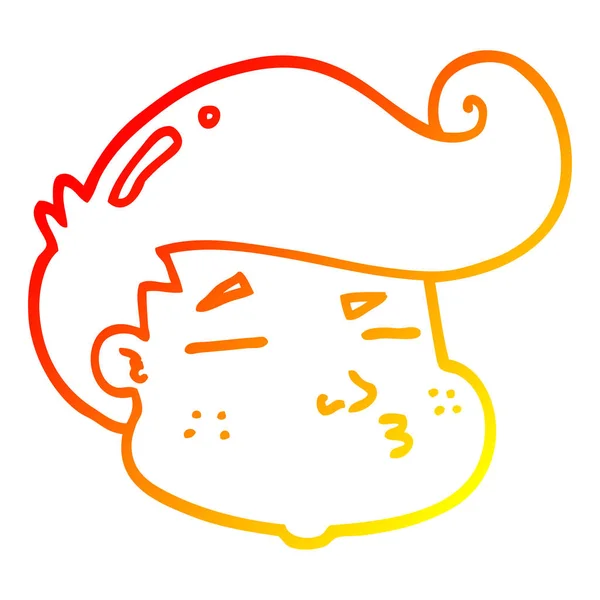 Warm gradient line drawing cartoon boy 's face — стоковый вектор