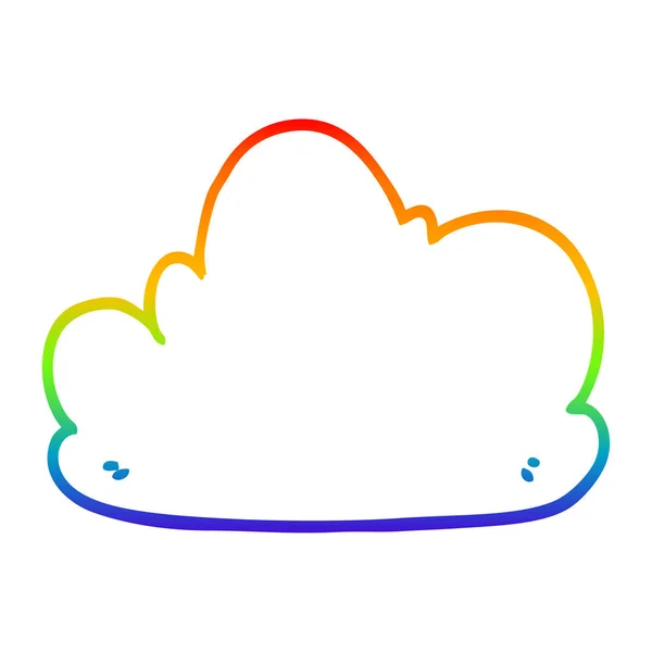 Rainbow gradient line drawing cartoon cloud — Stock Vector