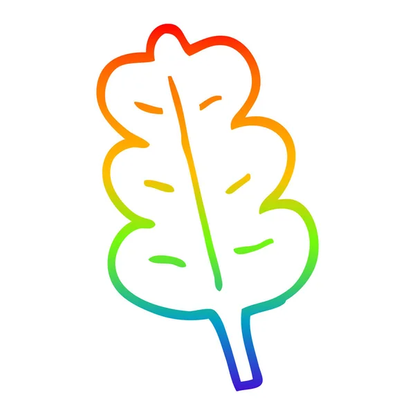 虹のグラデーションライン描画漫画オークの葉 — ストックベクタ
