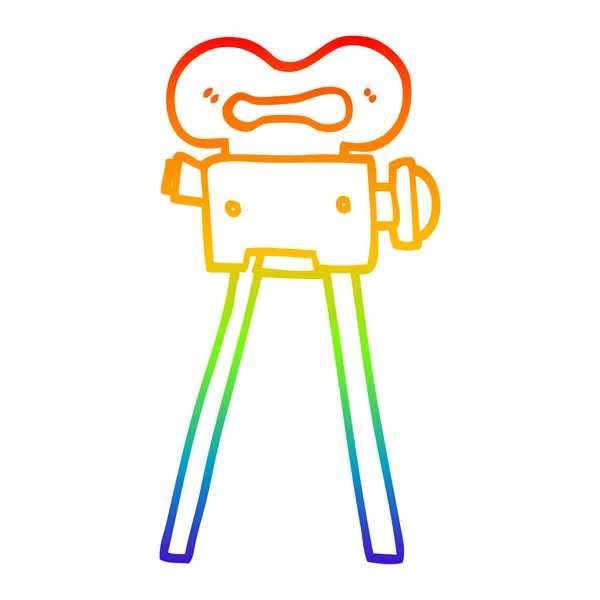 Rainbow gradient ligne dessin dessin dessin animé film caméra — Image vectorielle