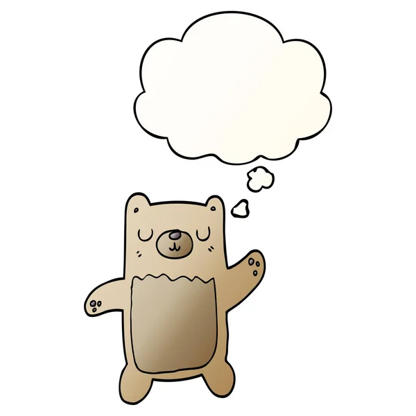 Medvěd kreslený a myšlenkové bubliny v hladkém stylu přechodu — Stockový vektor
