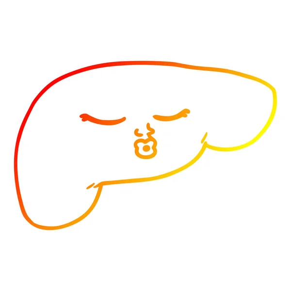 Chaud dégradé ligne dessin dessin animé joli foie — Image vectorielle