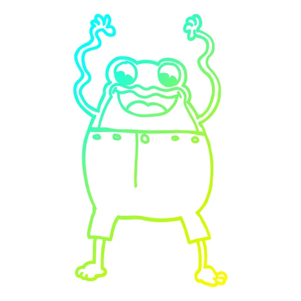 차가운 그라데이션 라인 그리기 만화 개구리 — 스톡 벡터