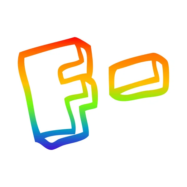 Linea gradiente arcobaleno disegno cartoni animati lettere gradi — Vettoriale Stock