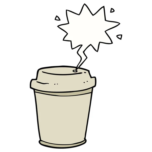 Cartoon Takeout filiżanka kawy i bańka mowy — Wektor stockowy