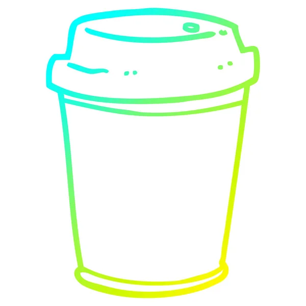 Kall gradient linje ritning tecknad Takeout kaffekopp — Stock vektor