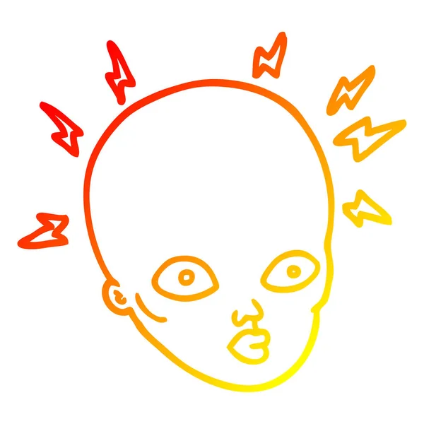 Kresba s teplým přechodem kreslená holá hlava — Stockový vektor