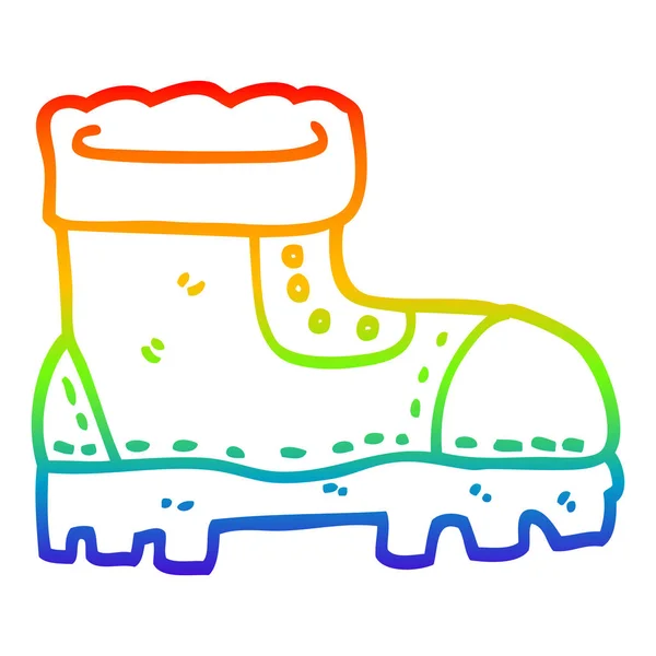 Rainbow gradient linje ritning tecknad arbete Boot — Stock vektor