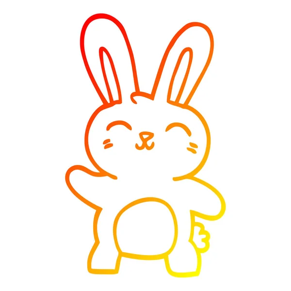 Varm gradient linje ritning tecknad lycklig Bunny — Stock vektor