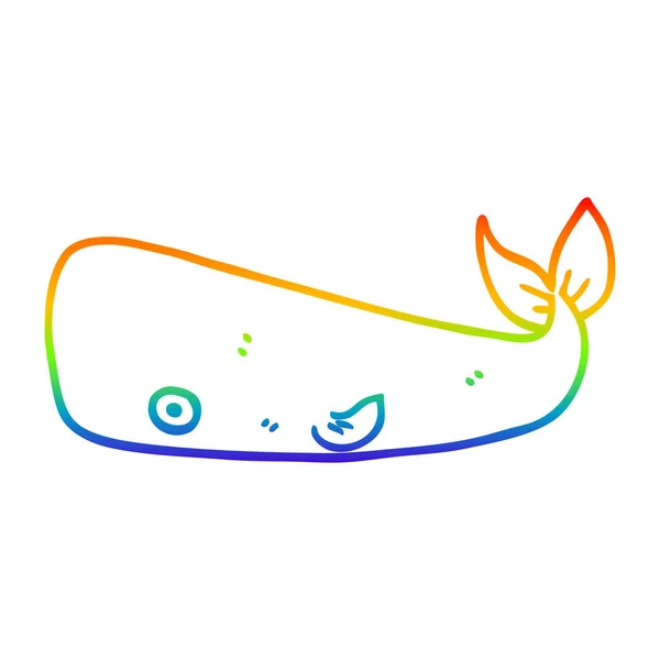 虹のグラデーションライン描画漫画クジラ — ストックベクタ