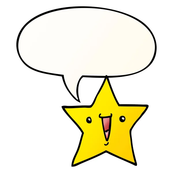 cartoon star and speech bubble in smooth gradient style