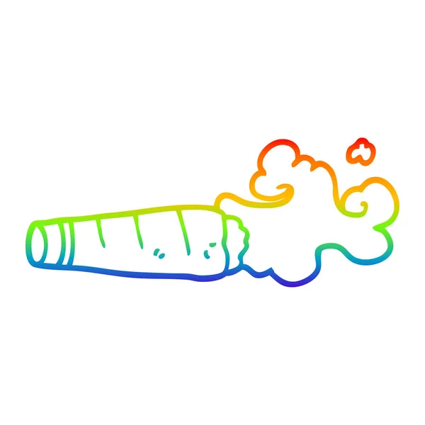 Rainbow gradient ligne dessin dessin animé fumer cigare — Image vectorielle