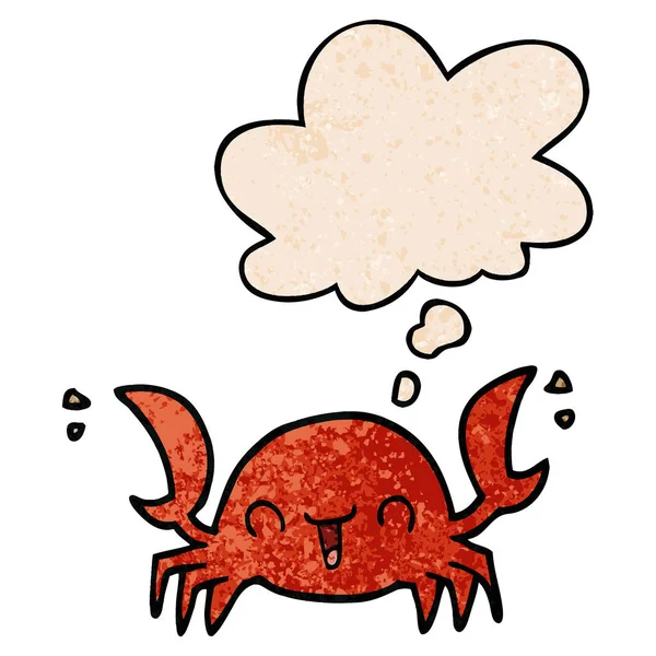 卡通螃蟹和思想泡沫在粗俗纹理图案风格 — 图库矢量图片