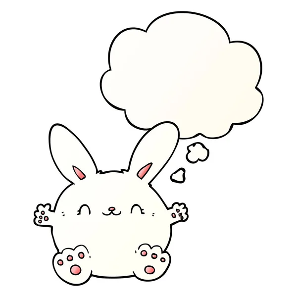 Mignon lapin dessin animé et bulle de pensée en style dégradé lisse — Image vectorielle