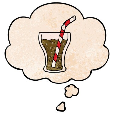 kola karikatür cam ve grunge doku patte düşünce balonu