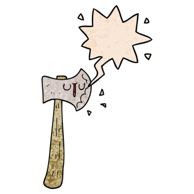 retro doku tarzında karikatür balta ve konuşma balonu