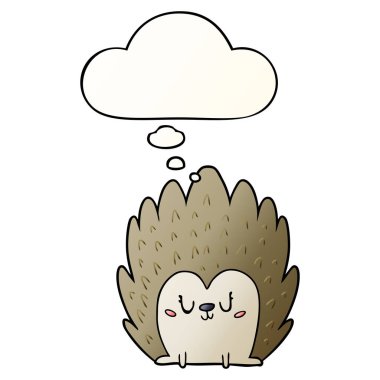 sevimli karikatür kirpi ve pürüzsüz degrade stil düşünce balonu