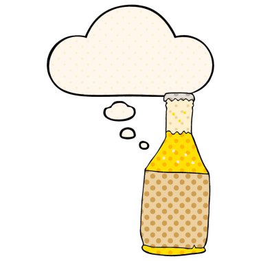 çizgi film bira şişesi ve çizgi roman tarzında düşünce balonu