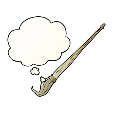 karikatür boya fırçası ve pürüzsüz degrade tarzında düşünce balonu