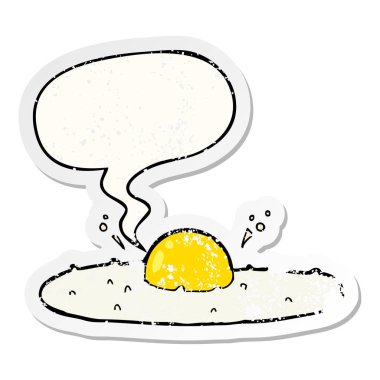 karikatür kızarmış yumurta ve konuşma balonu sıkıntılı etiket