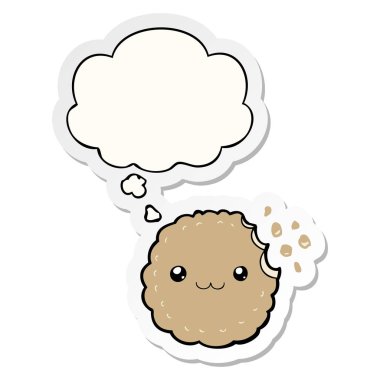 karikatür bisküvi ve baskılı bir etiket olarak kabarcık düşünce