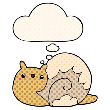 sevimli karikatür salyangoz ve çizgi roman tarzında düşünce balonu