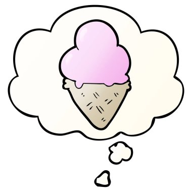 karikatür dondurma ve pürüzsüz degrade tarzında düşünce balonu