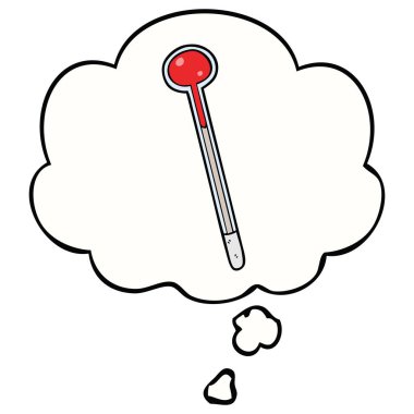 karikatür termometre ve düşünce balonu