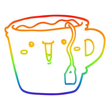 gökkuşağı degrade çizgi çizim sevimli karikatür kahve fincanı