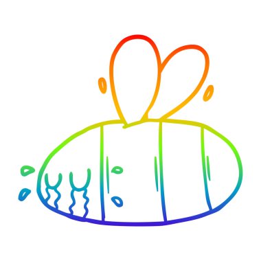 gökkuşağı degrade çizgi çizim karikatür ağlayan arı