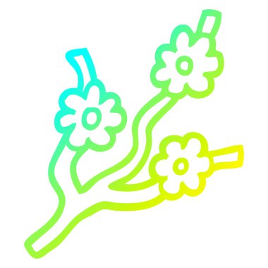 soğuk degrade çizgi çiçek ile karikatür dalları çizim