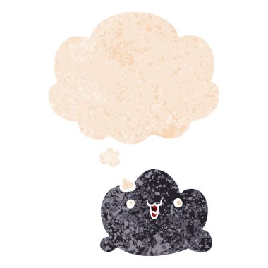 retro dokulu tarzda karikatür bulut ve düşünce balonu