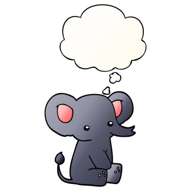 karikatür fil ve pürüzsüz degrade tarzında kabarcık düşünce