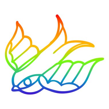 gökkuşağı gradyan çizgi çizim karikatür dövme kırlangıç sembolü