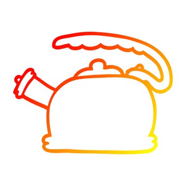 sıcak degrade çizgi çizim karikatür ıslık su ısıtıcısı