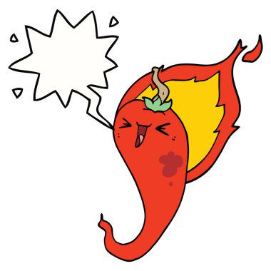 karikatür yanan acı biber ve konuşma balonu