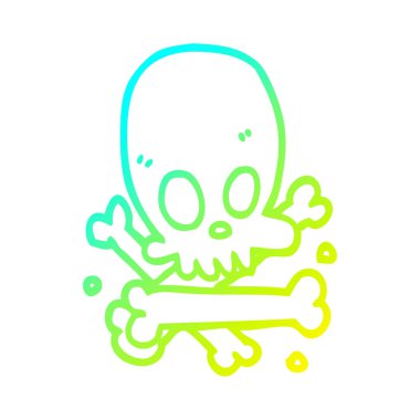 soğuk degrade çizgi çizim karikatür kafatası ve kemikleri