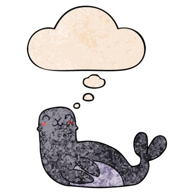 karikatür mühür ve grunge doku desen tarzında düşünce balonu