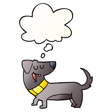 karikatür köpek ve pürüzsüz degrade tarzında kabarcık düşünce