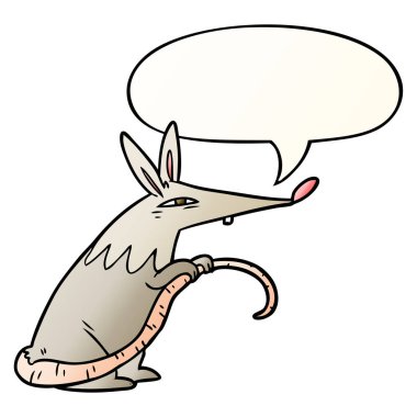 düzgün degrade tarzında karikatür sinsi sıçan ve konuşma balonu