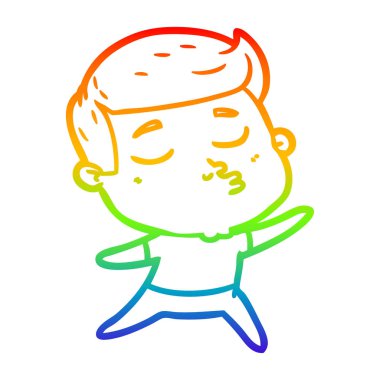 gökkuşağı gradyan çizgi çizim karikatür model adam pouting