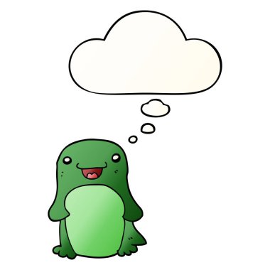 çizgi film penguen ve pürüzsüz degrade tarzında düşünce balonu