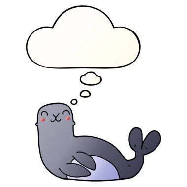 çizgi film mühür ve pürüzsüz degrade tarzında düşünce balonu