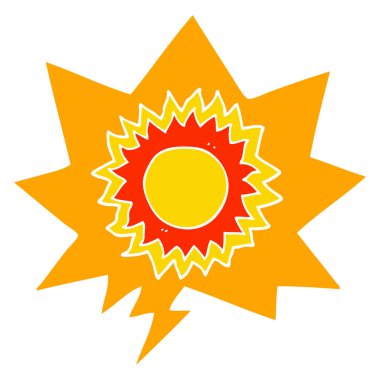 retro tarzında karikatür güneş ve konuşma balonu