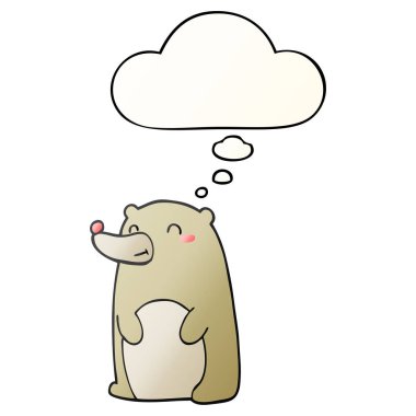 sevimli karikatür ayı ve pürüzsüz degrade tarzında kabarcık düşünce