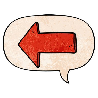 retro doku tarzında karikatür ok ve konuşma balonu