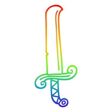 gökkuşağı degrade çizgi çizim karikatür antik kılıç